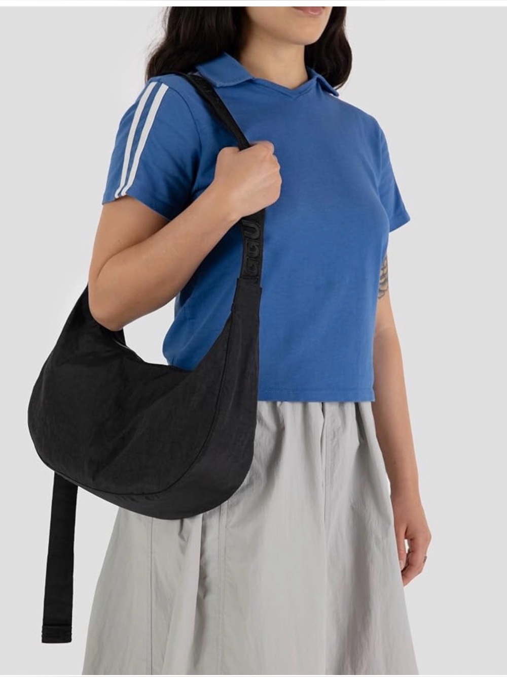 BAGGU Black Medium Nylon Crescent Bag